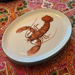 Villeroy & Boch Pacific Lobster Oval Dinner Plate green trim 11 7/8”